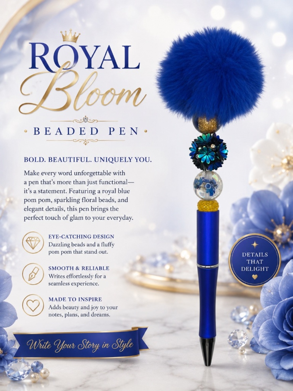 Blue Petal Majesty Pen